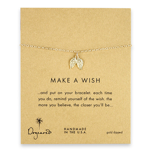 make a wish angel wings bracelet, gold dipped