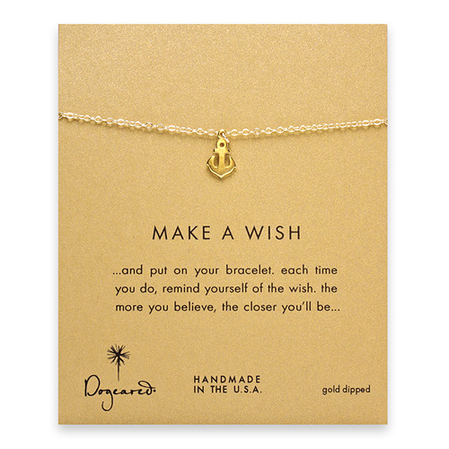 make a wish smooth anchor gold dipped reminder bracelet