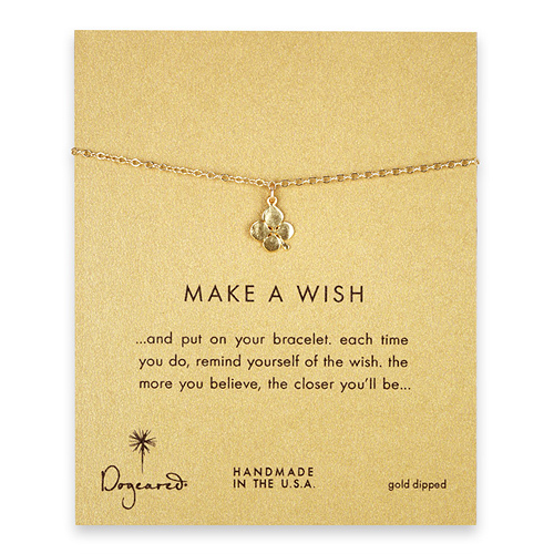 make a wish four leaf clover gold dipped reminder bracelet