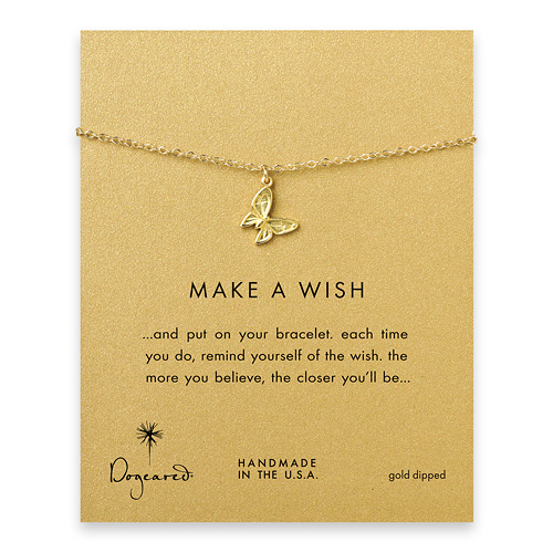 make a wish butterfly bracelet, gold dipped