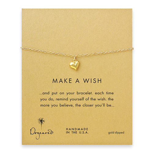 make a wish full heart bracelet, gold dipped