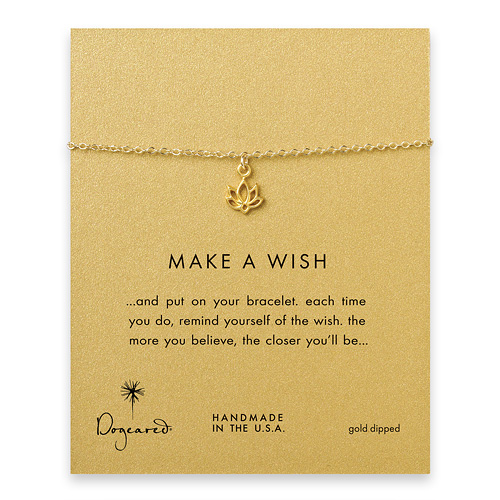 make a wish happy lotus bracelet, gold dipped