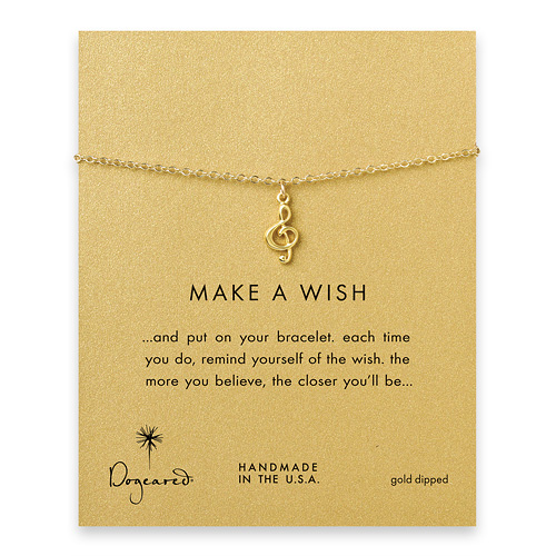make a wish treble clef gold dipped reminder bracelet