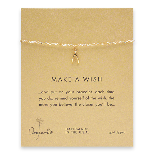 make a wish wishbone bracelet, gold dipped