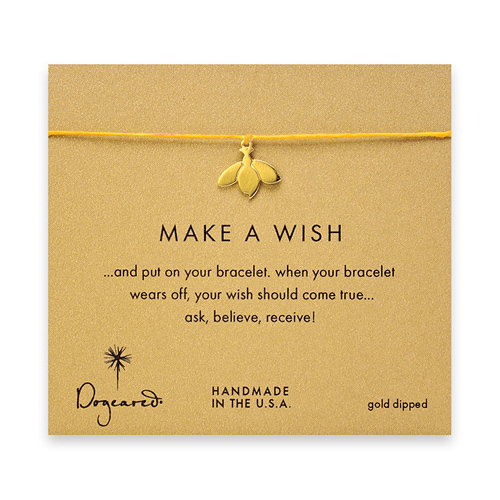 make a wish bracelet with gold dipped honey bee on mustard