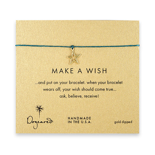 make a wish bracelet with gold dipped celestial star on teal