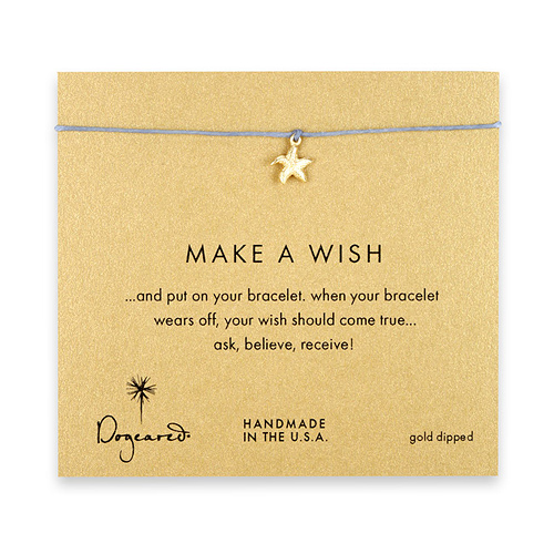 make a wish bracelet with gold dipped starfish on light blue
