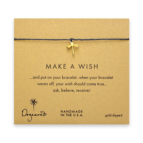 make a wish bracelet with gold dipped little dragonfly on plum