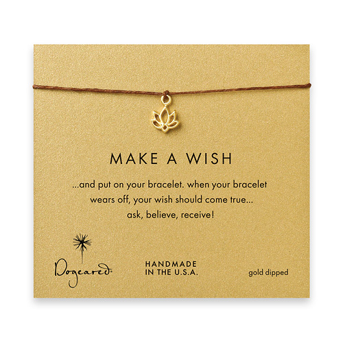 make a wish lotus bracelet on tobacco, gold dipped