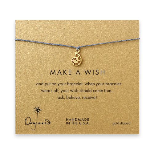 make a wish nautilus shell bracelet on pebble, gold dipped