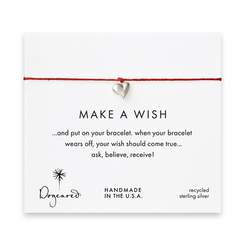 make a wish full heart bracelet on red, sterling silver