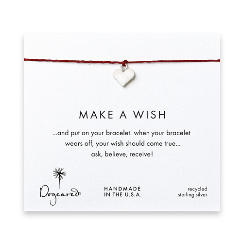 make a wish perfect heart bracelet on red, sterling silver