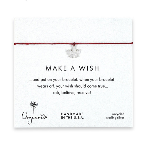 make a wish bracelet with sterling silver lotus on red