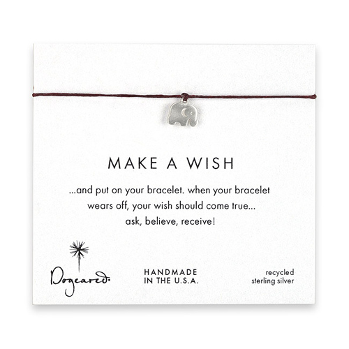 make a wish bracelet with sterling silver elephant on maroon