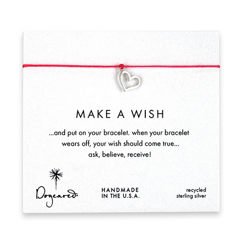 make a wish bracelet with sterling silver loving heart on fuchsia