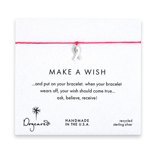 make a wish bracelet with sterling silver ribbon on fuchsia