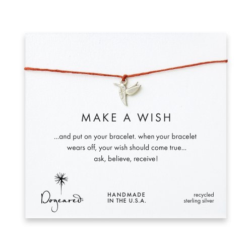 make a wish hummingbird bracelet on burnt orange, sterling silver