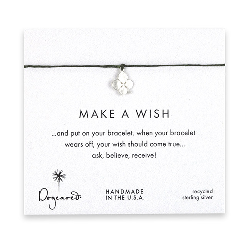 make a wish four leaf clover bracelet on leaf, sterling silver