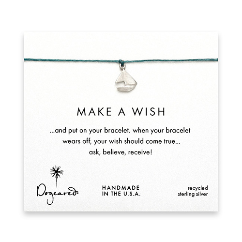 make a wish bracelet with sterling silver smooth sailboat on teal