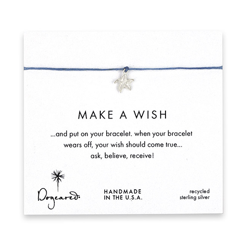 make a wish bracelet with sterling silver starfish on light blue