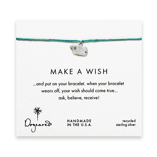 make a wish bracelet with sterling silver whale on turquoise
