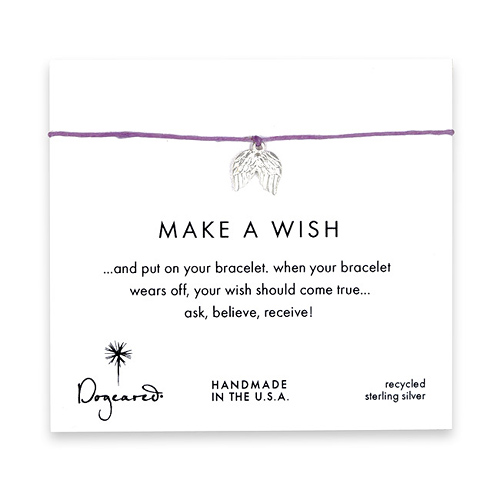 make a wish angel wings bracelet on lilac, sterling silver