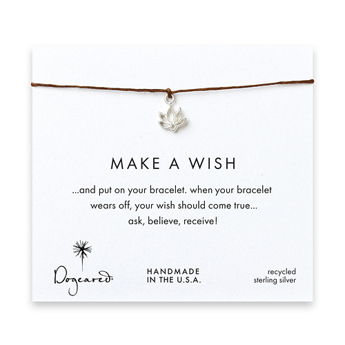 make a wish lotus bracelet on tobacco, sterling silver