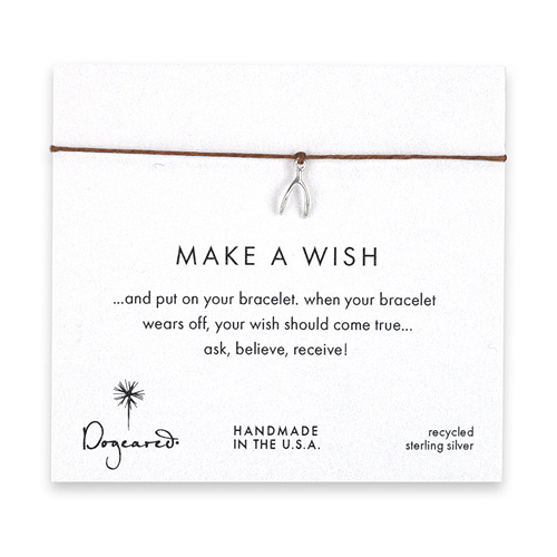 make a wish wishbone bracelet on tobacco, sterling silver