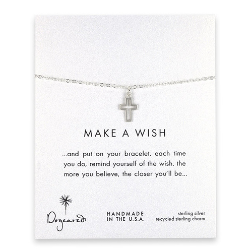 make a wish modern cross bracelet, sterling silver