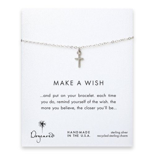 make a wish simple cross bracelet, sterling silver