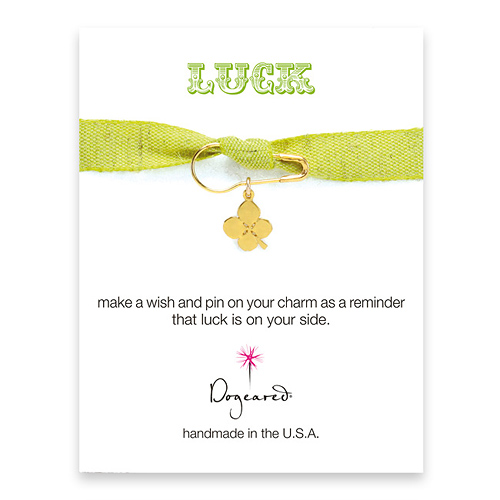 luck make a wish pin with four leaf clover charm