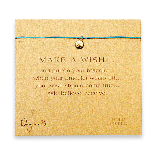 make a wish bracelet with gold dipped sand dollar on turquoise