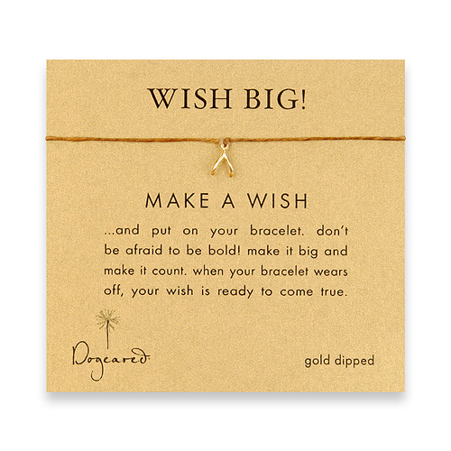 wish big make a wish bracelet with gold dipped wishbone on tobacco irish linen