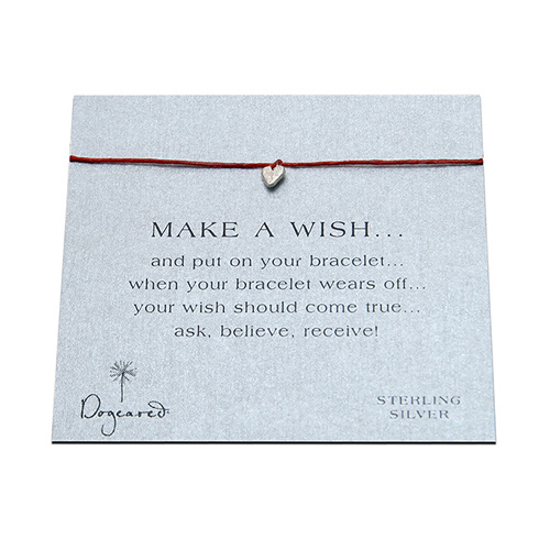 make a wish bracelet with sterling silver stone heart on red