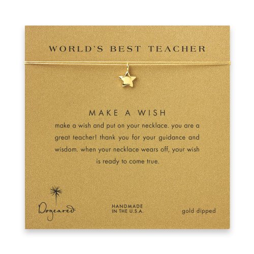 world's best teacher star necklace on gold, gold dipped