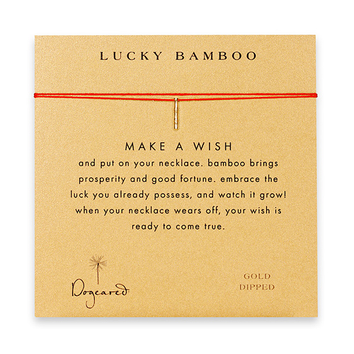 lucky bamboo make a wish necklace with gold dipped bamboo on red