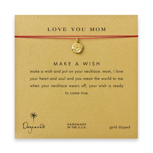 love you mom rose necklace on red, gold dipped
