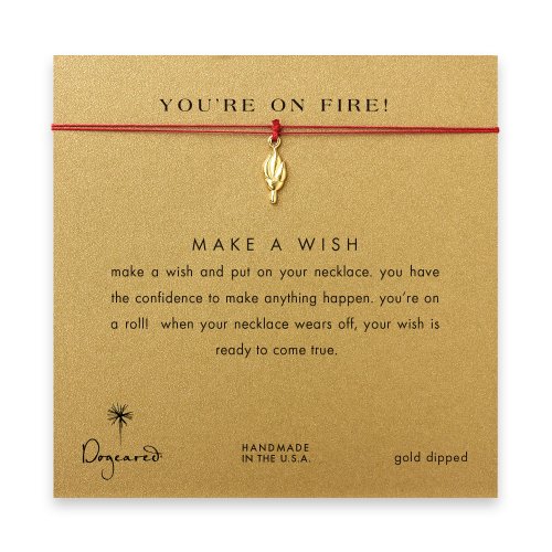 you're on fire! Torch necklace on red, gold dipped