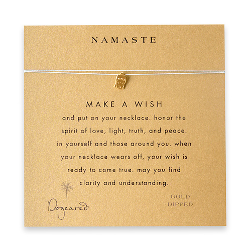 namaste make a wish necklace with gold dipped buddha on mint