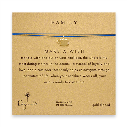 family whale necklace on ocean, gold dipped