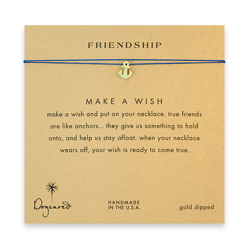 friendship smooth anchor necklace on royal, gold dipped