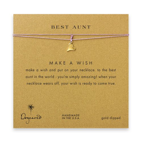 best aunt happy heart necklace on lavender, gold dipped
