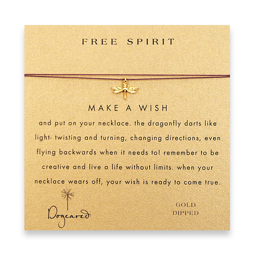 free spirit make a wish necklace with gold dipped dragonfly on amethyst