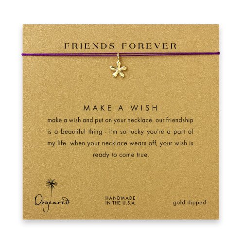 friends forever groovy flower necklace on amethyst, gold dipped