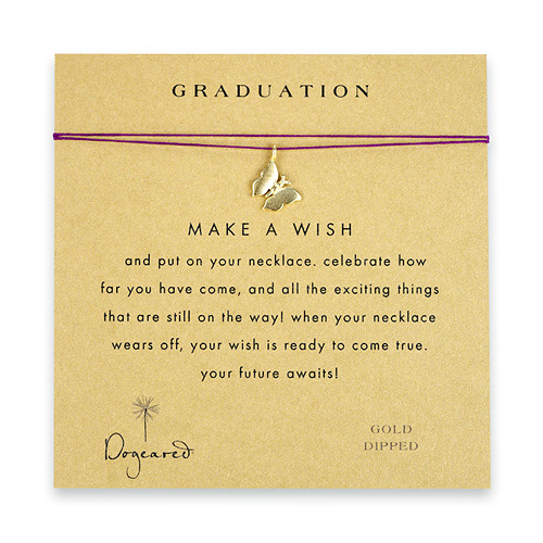 graduation make a wish necklace with gold dipped monarch butterfly on amethyst