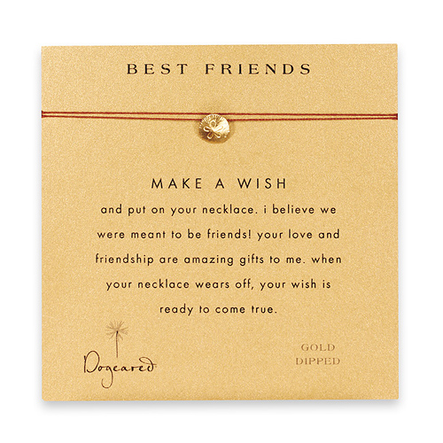 best friends make a wish necklace with gold dipped sand dollar on tobacco