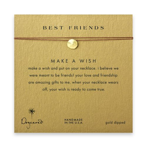 best friends sand dollar necklace on tobacco, gold dipped