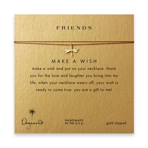 friends dragonfly necklace on tobacco, gold dipped