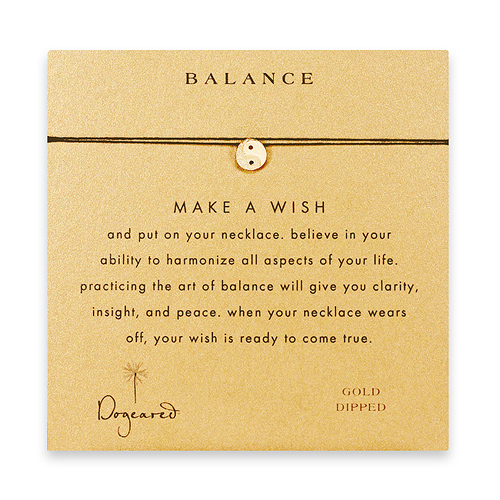 balance make a wish necklace with gold dipped yin yang on black