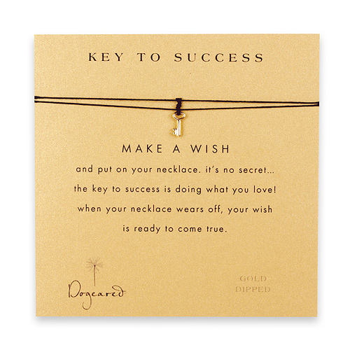 key to success make a wish necklace with gold dipped key on black
